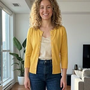 White House Black Market Mustard Cardigan